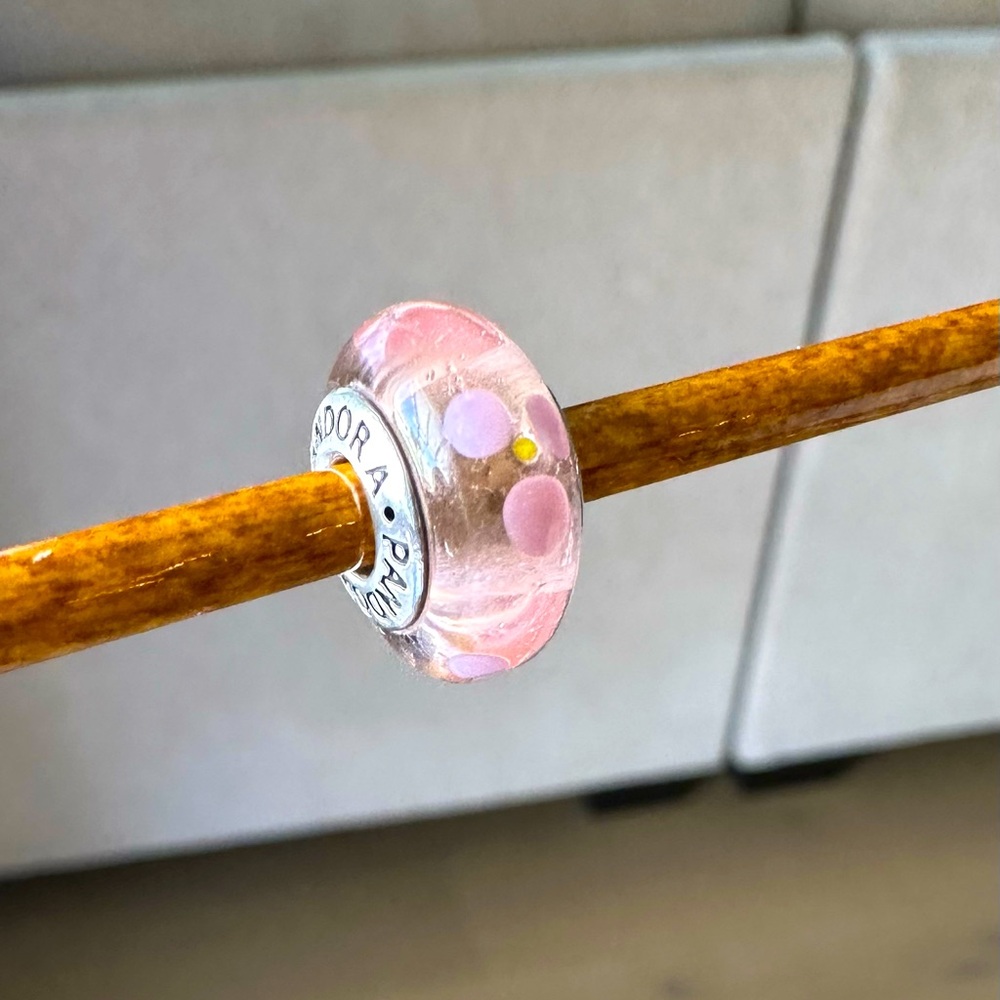 Authentic Pandora Glass Charm with Flowers